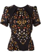 Alexander Mcqueen 'obsession' Blouse, Women's, Size: 40, Black, Silk/cotton/viscose