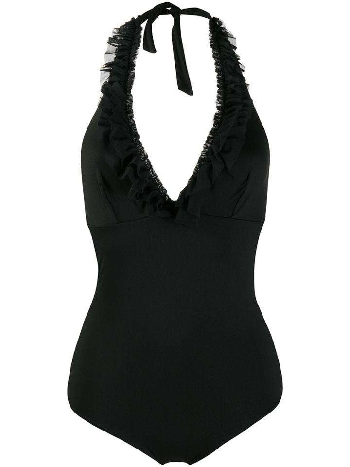 Fisico Ruffle Trimmed Swimsuit - Black