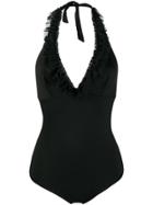 Fisico Ruffle Trimmed Swimsuit - Black