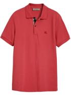 Burberry Check Detail Polo Shirt - Red