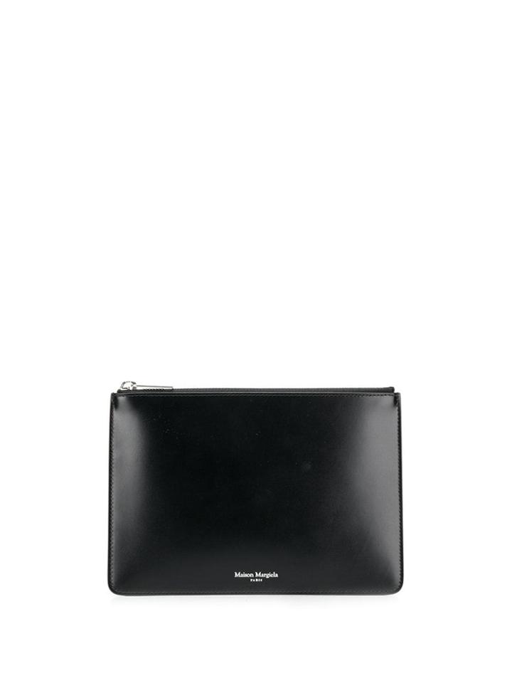 Maison Margiela Logo Zipped Clutch - Black