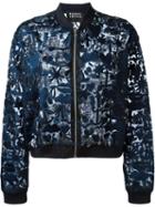 Markus Lupfer Embroidered Bomber Jacket, Women's, Size: S, Blue, Silk Organza/viscose/resin/spandex/elastane