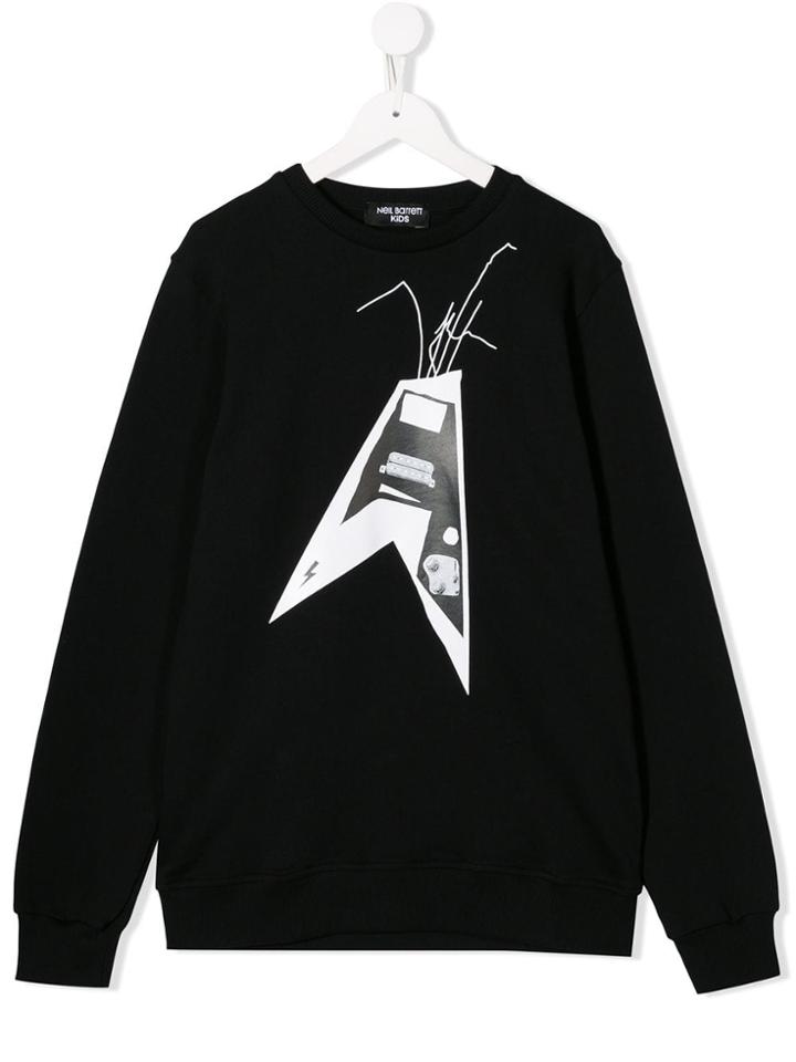 Neil Barrett Kids Teen Guitar Printed Sweatshirt - Black