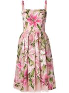 Dolce & Gabbana Lily-print Flared Dress - Pink
