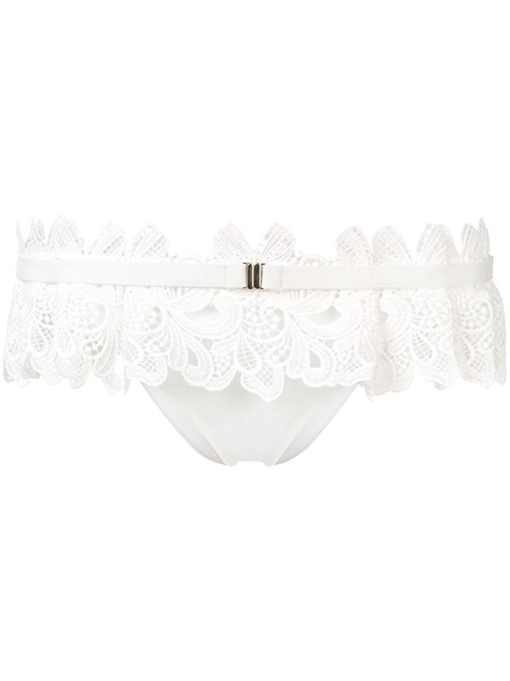 Ermanno Scervino Embroidered Bikini Bottom - White