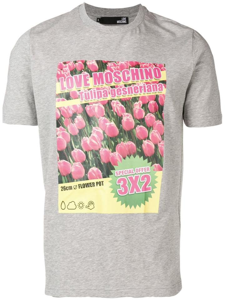 Love Moschino Tulipa Graphic Print T-shirt - Grey