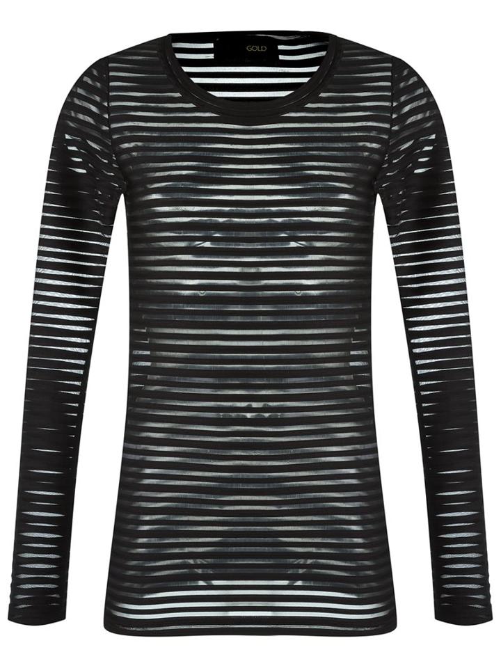 Andrea Bogosian Striped Sheer Blouse, Women's, Size: P, Black, Elastodiene/polyester