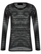 Andrea Bogosian Striped Sheer Blouse, Women's, Size: P, Black, Elastodiene/polyester