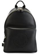 Anya Hindmarch Perforated Smiley Backpack, Black, Calf Leather
