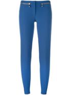 Versace Collection Low-waist Slim-fit Trousers, Women's, Size: 40, Blue, Polyester/spandex/elastane