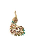 Susan Caplan Vintage 1980s Vintage Coloured Peacock Brooch - Metallic