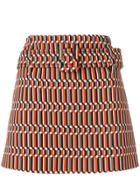 Prada Technical Jacquard Mini Skirt - Orange