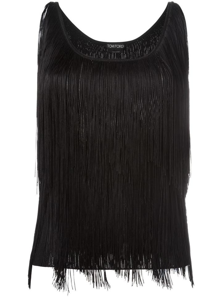Tom Ford Fringed Tank, Women's, Size: Medium, Black, Viscose/acetate/polyester