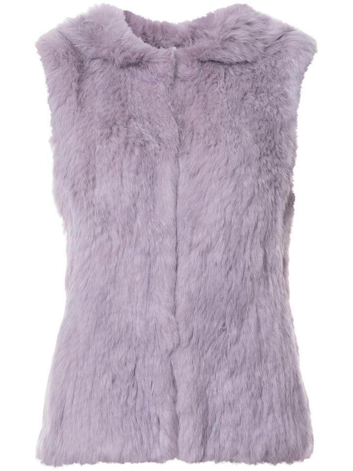 Yves Salomon Hooded Fur Vest - Pink & Purple