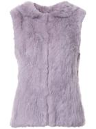 Yves Salomon Hooded Fur Vest - Pink & Purple