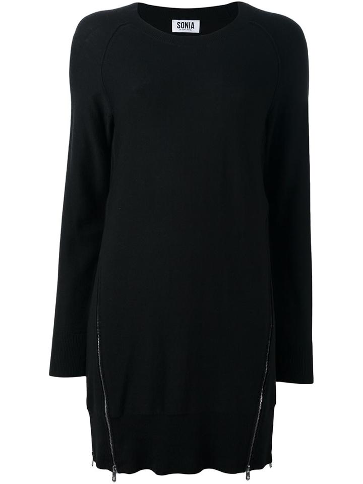 Sonia By Sonia Rykiel Zip Hem Sweater Dress, Women's, Size: 36, Black, Acrylic/wool