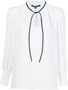 Derek Lam Long Sleeve Blouse With Front Ties - White