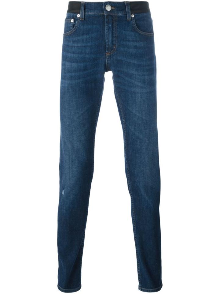 Alexander Mcqueen Skinny Jeans, Men's, Size: 46, Blue, Cotton/spandex/elastane/leather