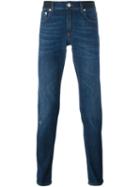 Alexander Mcqueen Skinny Jeans, Men's, Size: 46, Blue, Cotton/spandex/elastane/leather