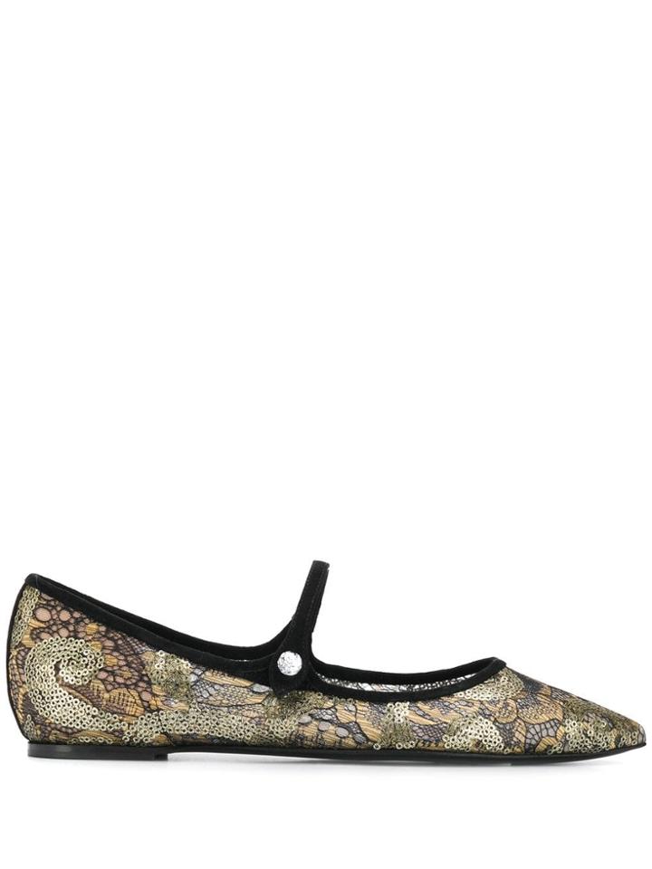 Tabitha Simmons Hermione Spark Ballerina Shoes - Gold