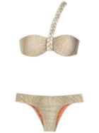 Adriana Degreas - One Shoulder Bikini Set - Women - Polyamide/spandex/elastane - G, Brown, Polyamide/spandex/elastane