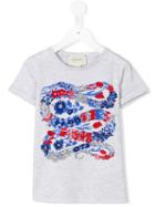 Gucci Kids Snake Floral Print T-shirt, Girl's, Size: 10 Yrs, Grey