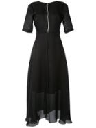 Partow Frayed Hem Long Dress - Black