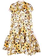 Richard Quinn Floral Print Balloon Dress - Yellow & Orange