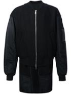 Juun.j Zipped Bomber Jacket, Men's, Size: 48, Black, Polyester/polyurethane/rayon/wool