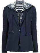 Veronica Beard Layered Hooded Blazer, Women's, Size: 4, Blue, Acrylic/polyester/cotton/spandex/elastane
