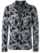 Emporio Armani Geometric Patterned Blazer, Men's, Size: 50, Grey, Virgin Wool