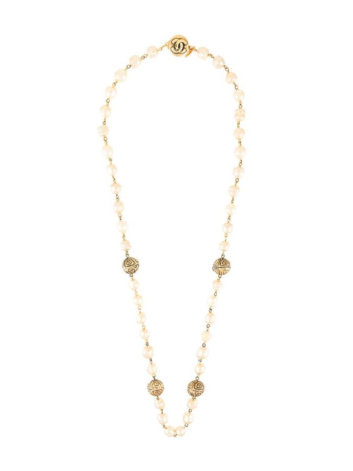 Chanel Vintage Pearl Ball Necklace - Gold
