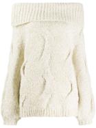Snobby Sheep Loose-fit Off-the-shoulder Jumper - Neutrals