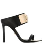 Versace Medusa Sandals, Women's, Size: 38, Black, Calf Leather/leather