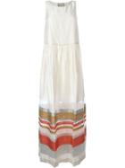 Erika Cavallini Striped Full Skirt Dress, Women's, Size: 42, Nude/neutrals, Viscose/silk/cotton/polyester