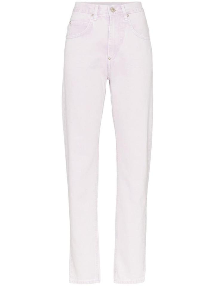 Pushbutton Straight Leg Logo Patch Jeans - Purple