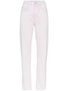 Pushbutton Straight Leg Logo Patch Jeans - Purple
