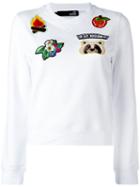 Love Moschino Embroidered Patch Sweatshirt, Women's, Size: 40, White, Cotton/spandex/elastane