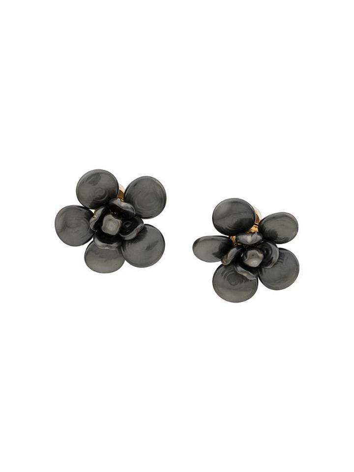 Chanel Pre-owned Camélia Pearl Earrings - Grey
