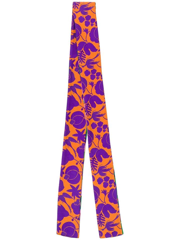 La Doublej Floral Print Skinny Scarf - Blue