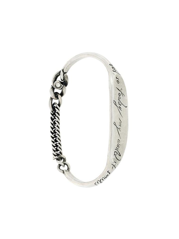 Slogan Inset Bracelet, Adult Unisex, Size: Large, Metallic, Werkstatt:münchen
