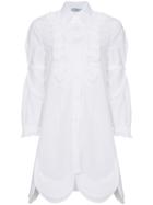 Prada Frill Bib Shirt Dress - White