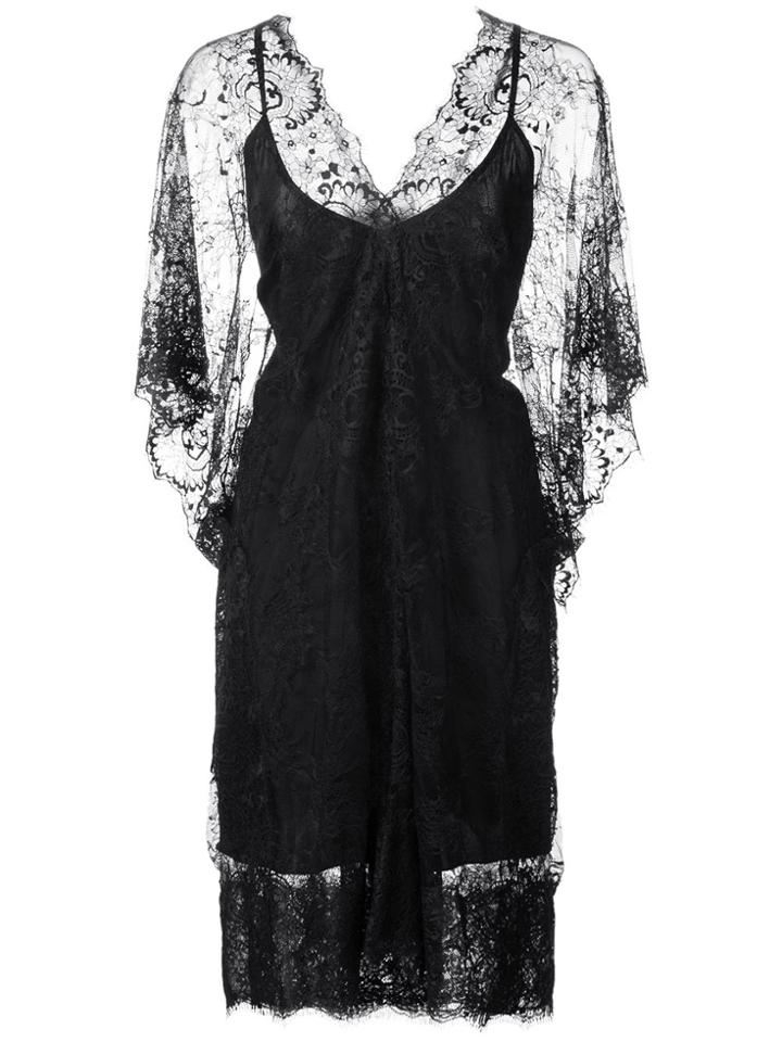 Loyd/ford V-neck Sheer Lace Dress - Black