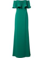 Badgley Mischka Off-shoulder Maxi Dress, Women's, Size: 8, Green, Polyester/spandex/elastane
