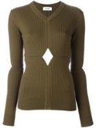 Courrèges Cut-off Detailing Knit Blouse, Women's, Size: 3, Green, Merino/polyamide/spandex/elastane