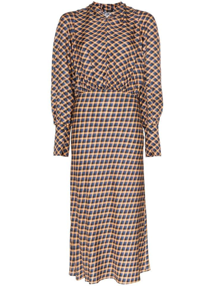 Joseph Lucien Checked Silk Midi-dress - Blue