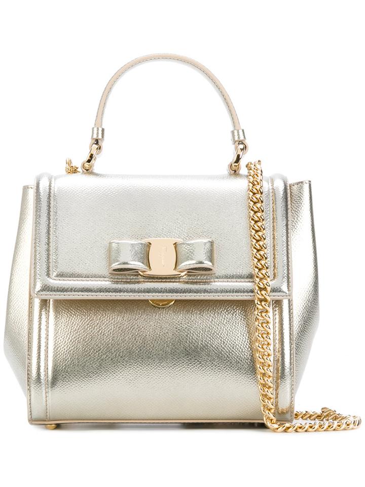 Salvatore Ferragamo - Small Vara Top Handle Bag - Women - Calf Leather - One Size, Grey, Calf Leather