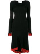 Esteban Cortazar Square Neck Knitted Asymmetric Dress - Black