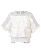 Tsumori Chisato - Sheer Panel Embroidered Top - Women - Cotton/nylon/polyester - 3, White, Cotton/nylon/polyester