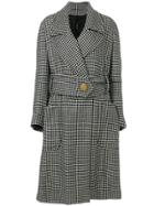 Petar Petrov Houndstooth Wide-belted Coat - Black